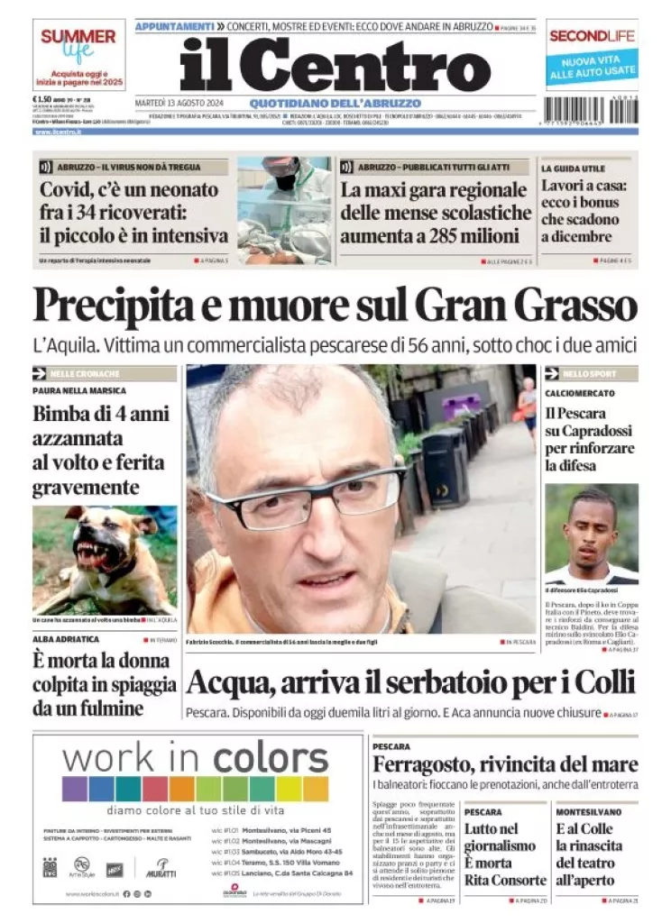 Prima-pagina-il centro-oggi-edizione-del-2024-08-13